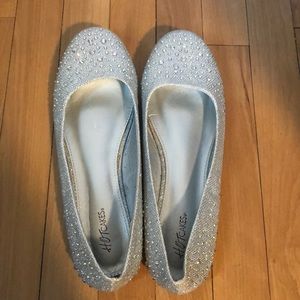 Sparkly silver flats